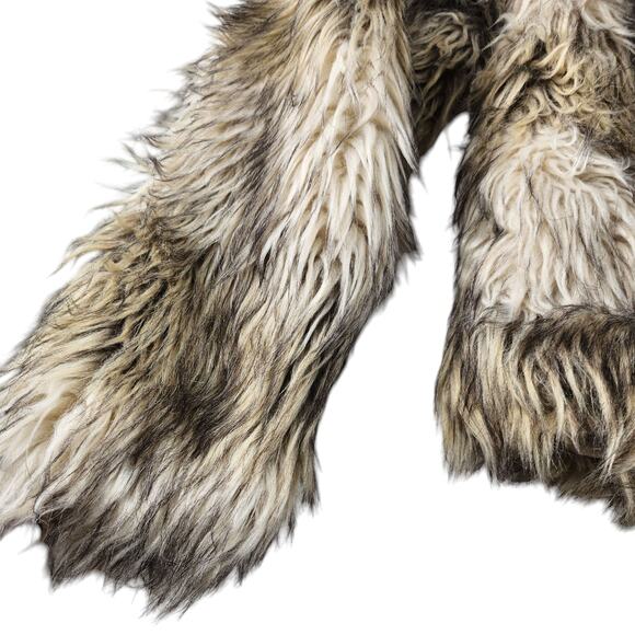 Faux Fur Bomber Coat Womens Medium Brown Fuzzy Fluffy Jacket Thick Preppy NWT - Picture 9 of 15